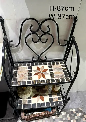 Black Wrought Iron 3-Tier Mosaic Shelf - from Homes r us