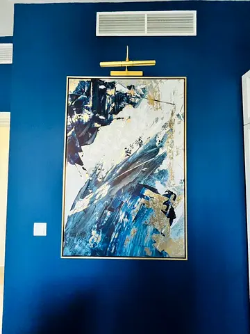 Blue  Gold Abstract Art Frame
