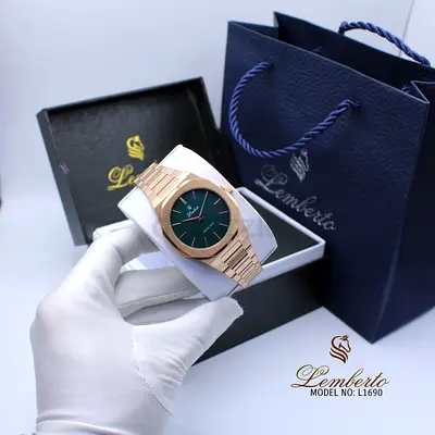 Lemberto L1690 Rose Gold Mens Watch with Green Dial