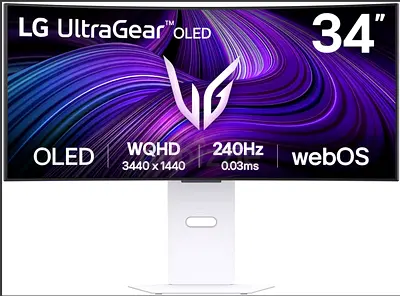 LG UltraGear 34 OLED WQHD 240Hz Gaming Monitor - White
