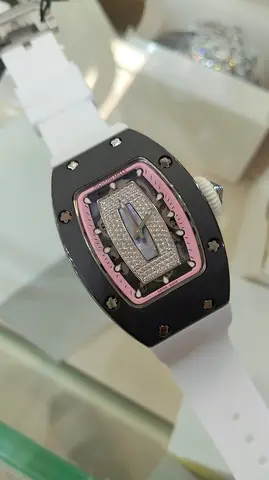 Rm White and Black Ladies Watch with Crystal Dial