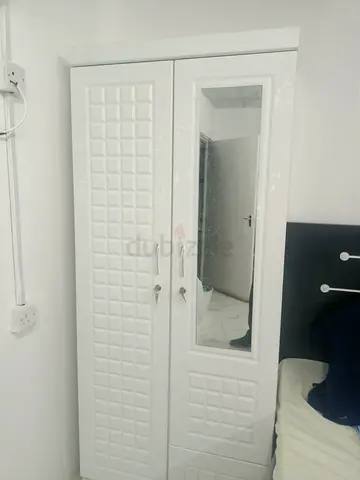 White 2-Door Wardrobe with Mirror - Good Condition