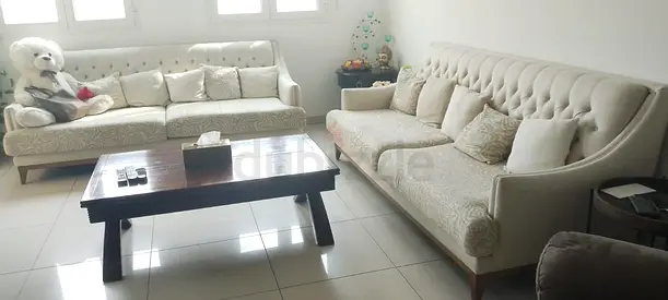 Light beige tufted 3+3 seater sofa set - good condition