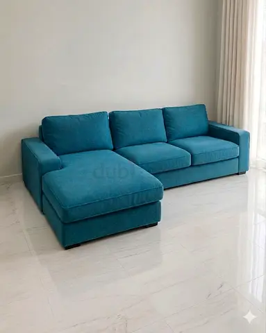 Teal L-shaped 3-seater Sofa with Chaise - Good Condition