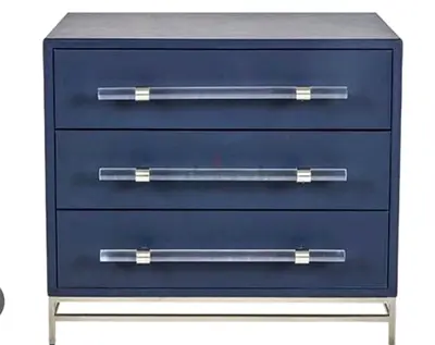 2 x Marina Home Navy Blue 3-Drawer Chest with Acrylic Handles