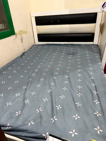 Queen bed frame with mattress and headboard - good condition
