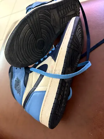 A very rare Air Jordan 1 Retro High OG UNC Patent - Size UK7 (Blue/White/Black) - Good Condition