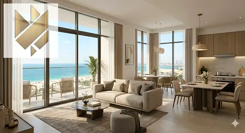 1BHK sea view apartments in Al Mamzar Sharjah first line corniche 5 towers 55 floors starting AED 850000 payment plan 30 70 handover 2029