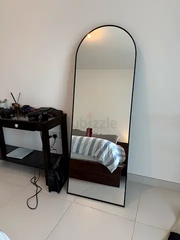 Modern Full Length Arched Mirror with Black Frame