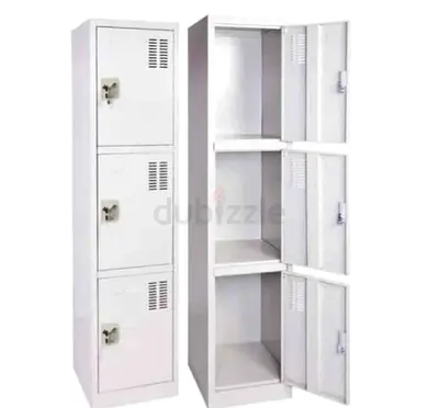 3-Tier Steel Locker Cabinet — White, Used Lightly