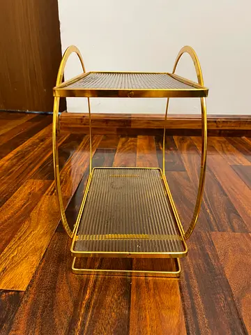 Gold Metal Side Table with Glass Shelves - Modern Accent Table