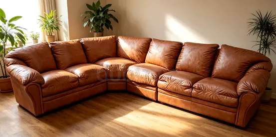 Genuine Leather Large L-Shaped Corner Sofa - Comfortable 5-Seater
