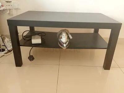 Simple Black Coffee Table with Lower Shelf