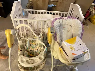 Baby Essentials Bundle – Graco Electric Swing + Juniors Crib + Feeding Chair + Freebies