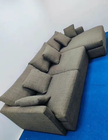 Crate and barrel chocolate brown lshape sofa for sale