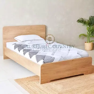 Single Wooden Bed with mattress any color