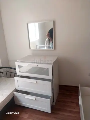 White 3 Drawer Dresser with Matching Mirror