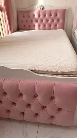 Pink Tufted Double Bed Frame with Headboard and Footboard