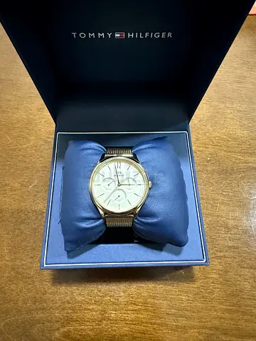 Tommy Hilfiger Gold-Tone Chronograph Watch with Mesh Bracelet