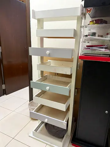 Slim 6-Drawer Tall Storage Cabinet — White, Good Condition