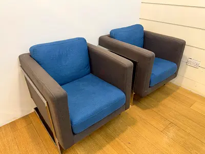 Pair of Modern Blue  Gray Armchairs - Good Condition