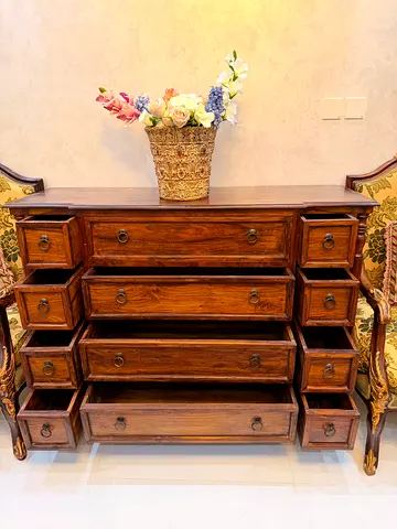 Solid Wood Marina home Drawer Chest / Sideboard with Multiple Drawers - Antique Finish