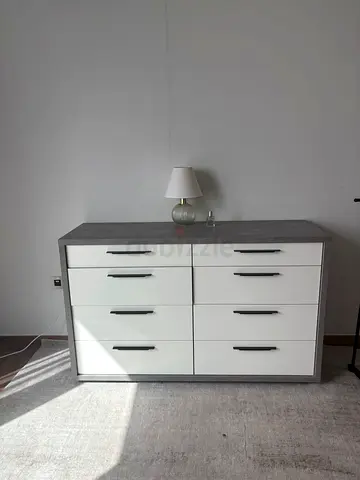 Modern 8-Drawer Dresser / Chest - White and Grey Finish + bed  mattress