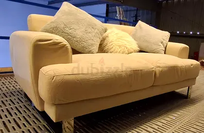 Comfortable 2 Seater Cream Sofa with Metal Legs