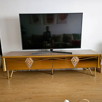 Modern TV Cabinet / Entertainment Unit with Gold Accents