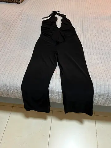 Black halter-neck jumpsuit — size S-M