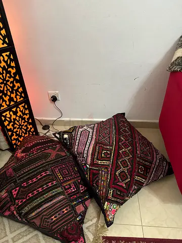 Pair of Ethnic Patterned Floor Cushions