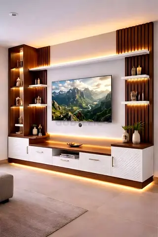 Modern Wood  White Media Console