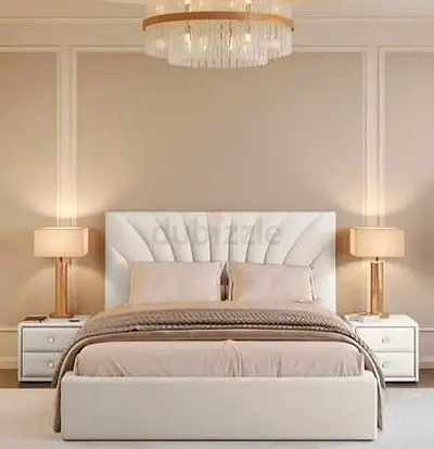 Modern White Upholstered Bed Set with Nightstands can be customised in different colours sizes