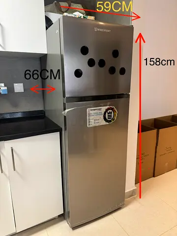 Used double-door refrigerator, 158cm tall, good working condition