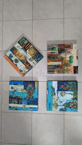 Set of 4 Decorative Canvas Wall Art — Abstract/Floral Mix