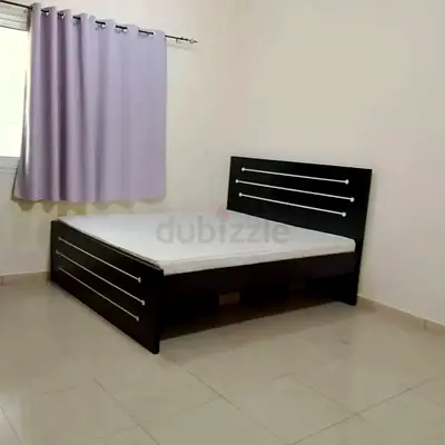 Dark wood double bed frame with mattress (Good condition)