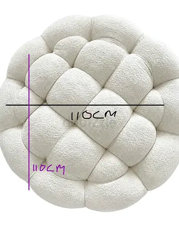 Cream Round Knotted Pouf/Ottoman - 110cm