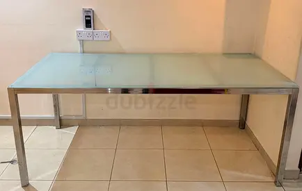 Glass Top Stainless Steel Dining/Table Desk - 6ft