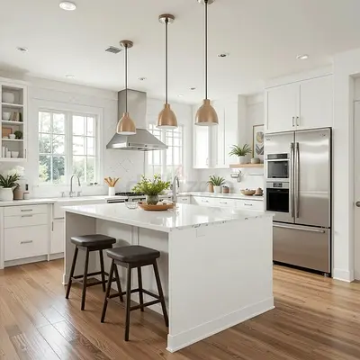 Modern White Kitchen Island Custom Made UAE
