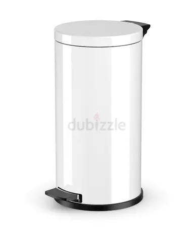 White Pedal Bin / Trash Can - 30L, Steel