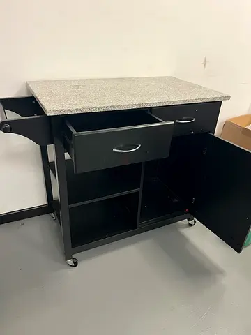 Compact mobile kitchen island/cart with storage and granite top