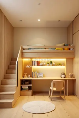 Light Wood Loft Bed with Built-in Desk and Storage - Ideal Kids/Teen Room