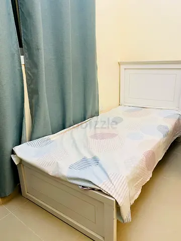 Single white wooden bed frame with headboard - good condition