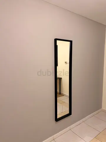 Slim Full-Length Wall Mirror with Black Frame