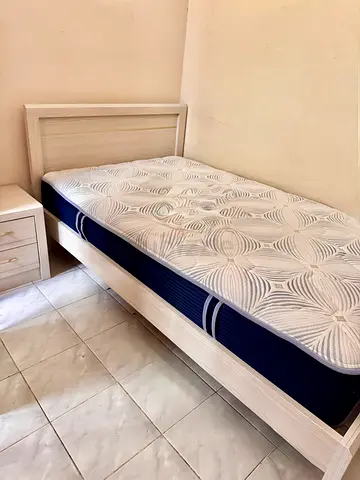 Bed for sale with side tables and stand mirror