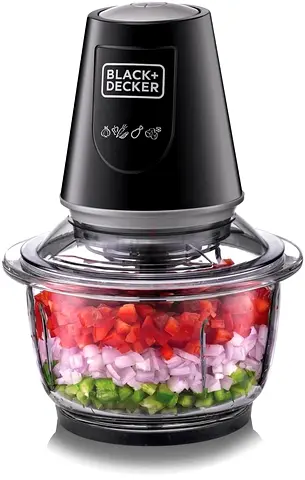 BLACK+DECKER Multi-Function Glass Chopper  Mincer – 400W (Black)