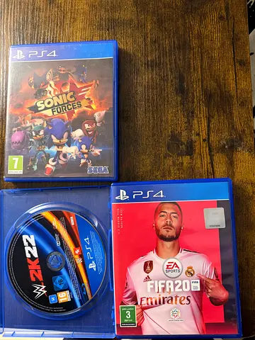 PS4 game bundle: FIFA 20, Sonic Forces  WWE 2K22 (used)