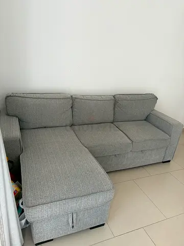 Light grey 3-seater fabric sofa - good condition