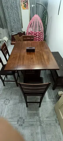 Solid Wood Extendable Dining Table with 4 Chairs and Bench - Dark Finish