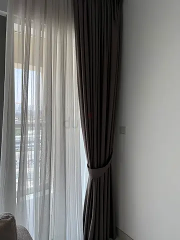 Grey Blackout and White Sheer Curtain Set